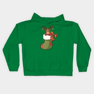 Christmas Stocking X-Mas Pajama Who Loves Reindeer In Socks Kids Hoodie